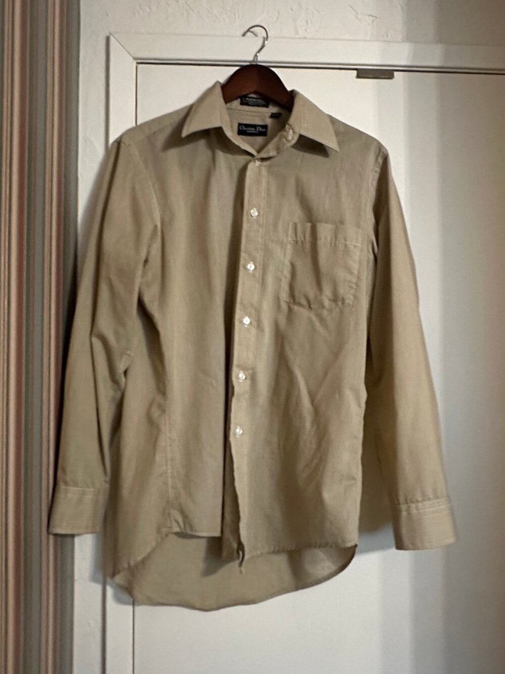 Christian Dior tan  men's dress shirt, size 15
